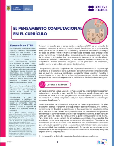 El pensamiento computacional en el currículo