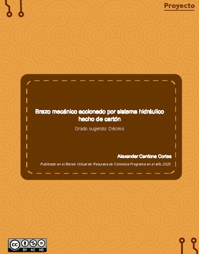 Brazo mecánico accionado por sistema hidráulico hecho de cartón