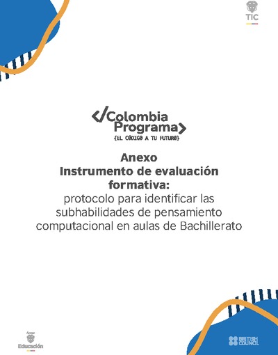 Anexo imprimible de evaluación formativa:  protocolo para identificar las subhabilidades de pensamiento computacional en aulas de Bachillerato