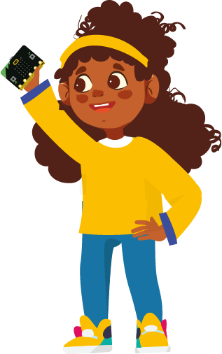 Ilustración de una niña sosteniendo una tarjeta en una de sus manos.