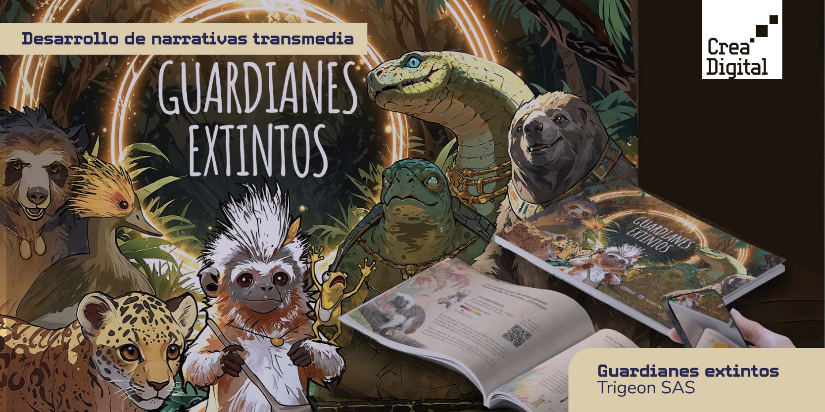 Portada de la serie narrativa Guardianes extintos