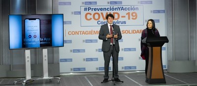 Víctor Muñoz, consejero Económico y de Transformación Digital y Sylvia Constaín, Ministra TIC