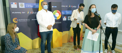 Presidente Iván Duque, Ministra de las TIC Karen Abudinen y Gobernadora del Atlántico Elsa Noguera