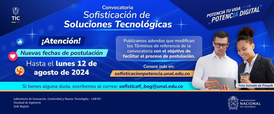 Imagen diseñada para 'Convocatoria Sofisticación de Soluciones Tecnólogicas' Imagen diseñada para 'Convocatoria Sofisticación de Soluciones Tecnólogicas'