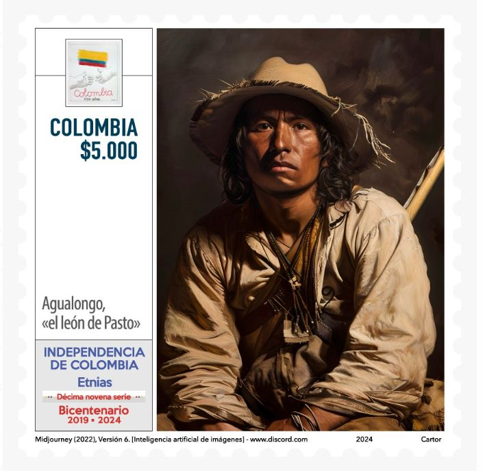 Imagen estampilla de Agualongo, ‘El león de Pasto’
