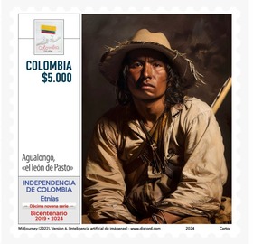 Imagen estampilla de Agualongo, ‘El león de Pasto’