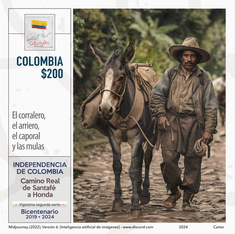 Imagen estampilla de El corralero, el arriero, el caporal y las mulas