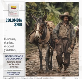 Imagen estampilla de El corralero, el arriero, el caporal y las mulas