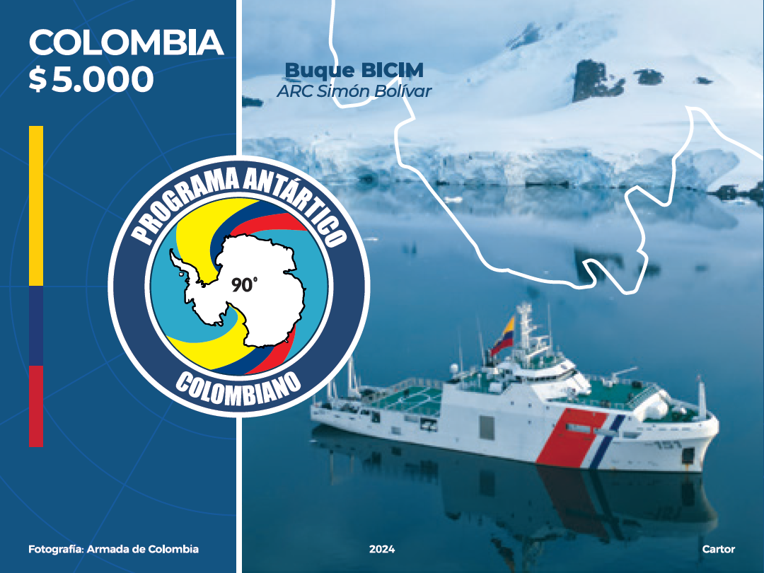 Imagen estampilla de 10 años del Programa Antártico Colombiano No. 02