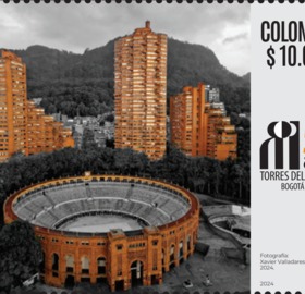Imagen estampilla de 50 años de construcción del edificio las Torres del Parque - 03