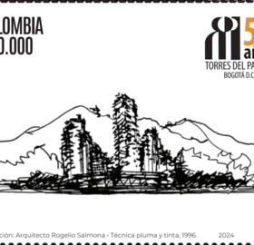 Imagen estampilla de 50 años de construcción del edificio las Torres del Parque - 04