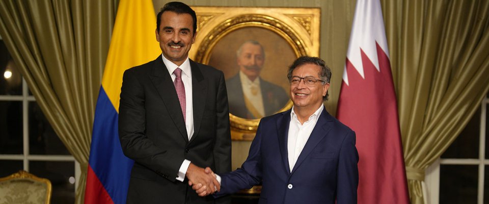 Foto de archivo: Alteza el Jeque Tamim bin Hamad Al-Thani, Emir del Estado de Qatar con el Presidente Petro