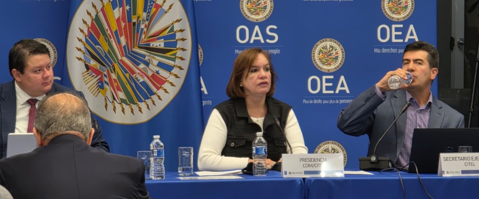 Foto de la viceministra en presnetación en el Comité Directivo Permanente de la Comisión Interamericana de Telecomunicaciones