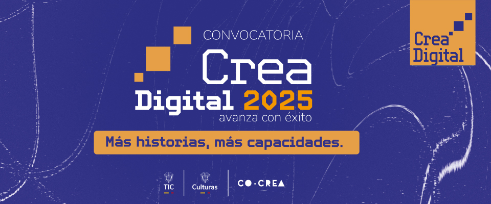 Imagen diseñada con el logo de Crea digital y su frase representativa "Más historias, más capacidades"