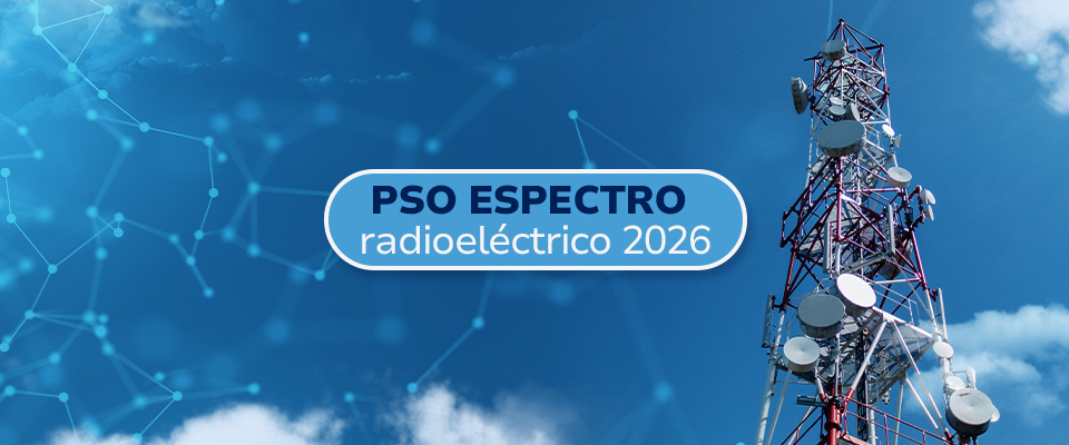 Imagen diseñada con una foto de una torre de comunicaciones y el texto PSO radioeléctrico 2026