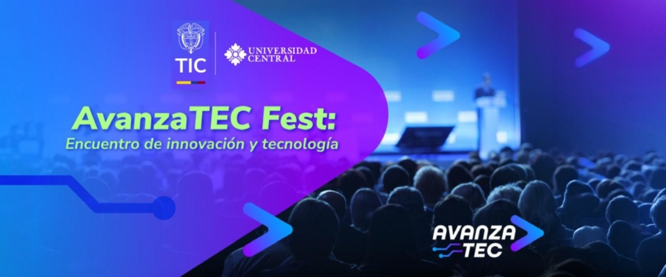 Imagen diseñada invitando a AvanzaTec Fest2026, se complementa con una foto de un auditorio