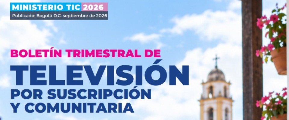 Portada azul con texto sobre boletín de televisión; al fondo, cielo, campanario y flores en una ventana.